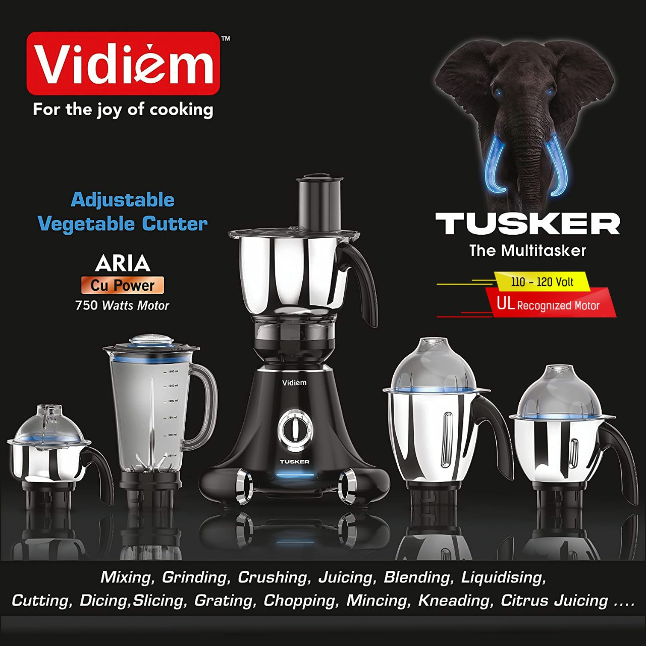 vidiem-tusker-indian-mixer-grinder-blender-food-processor-750w-110v-5-ss-jars-adjustable-vegetable-cutter-dicing-feature-almond-milk-juicer-spice-coffee-grinder-for-usa-canada